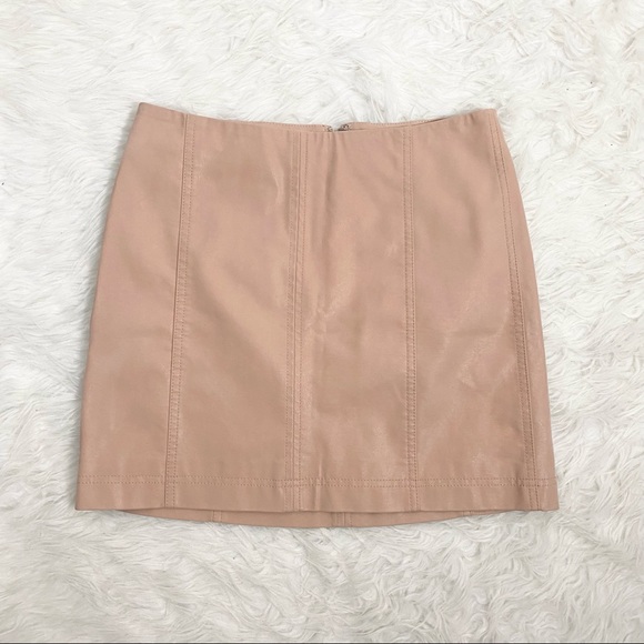 Free People Dresses & Skirts - FREE PEOPLE Blush Pink Faux Leather Mini Skirt